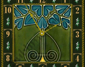 WC034 - Art Nouveau Tile Wall Clock.