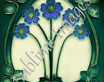 AN041 - Gloss Ceramic or Glass Tile - Art Nouveau Reproduction Tile - Various Sizes
