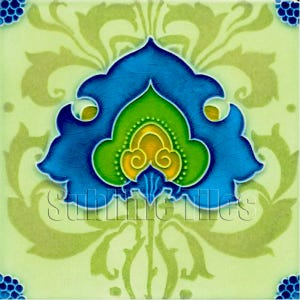 AN115 - Gloss Ceramic Tile or Aluminium Desk Top Easel - Vintage Art Nouveau Reproduction Tile - Various Sizes