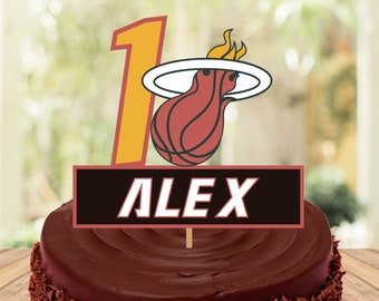 Miami Heat Cake Topper and Centerpiece, Miami Heat Digital Cake Topper,  Birthday Decor, Printable Centerpiece, Miami Heat Party Ideas