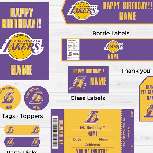 Lakers Printable Birthday Decorations.lakers Party Etsy