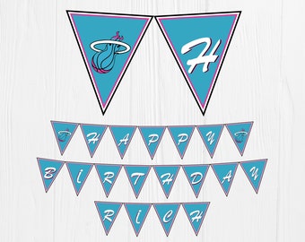 Miami Heat Printable Banner Alternative color. Miami Heat Happy birthday banner