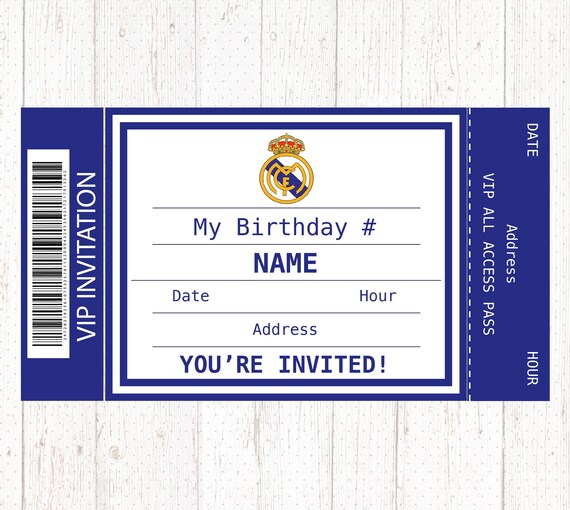 Real Madrid Digital Printable Birthday Party Invitation Etsy