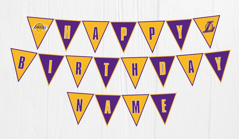Lakers Birthday Banner Party Lakers Digital Printable | Etsy