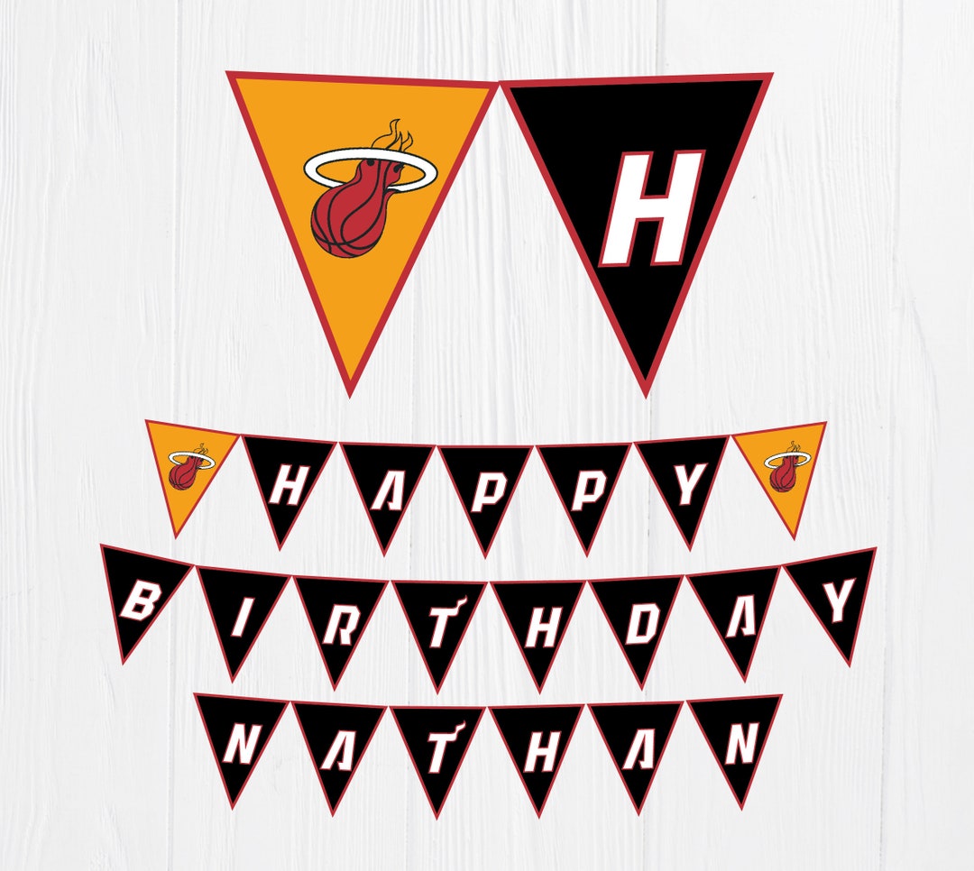 Miami Heat Birthday Banner Party Miami Heat Digital Birthday Banner