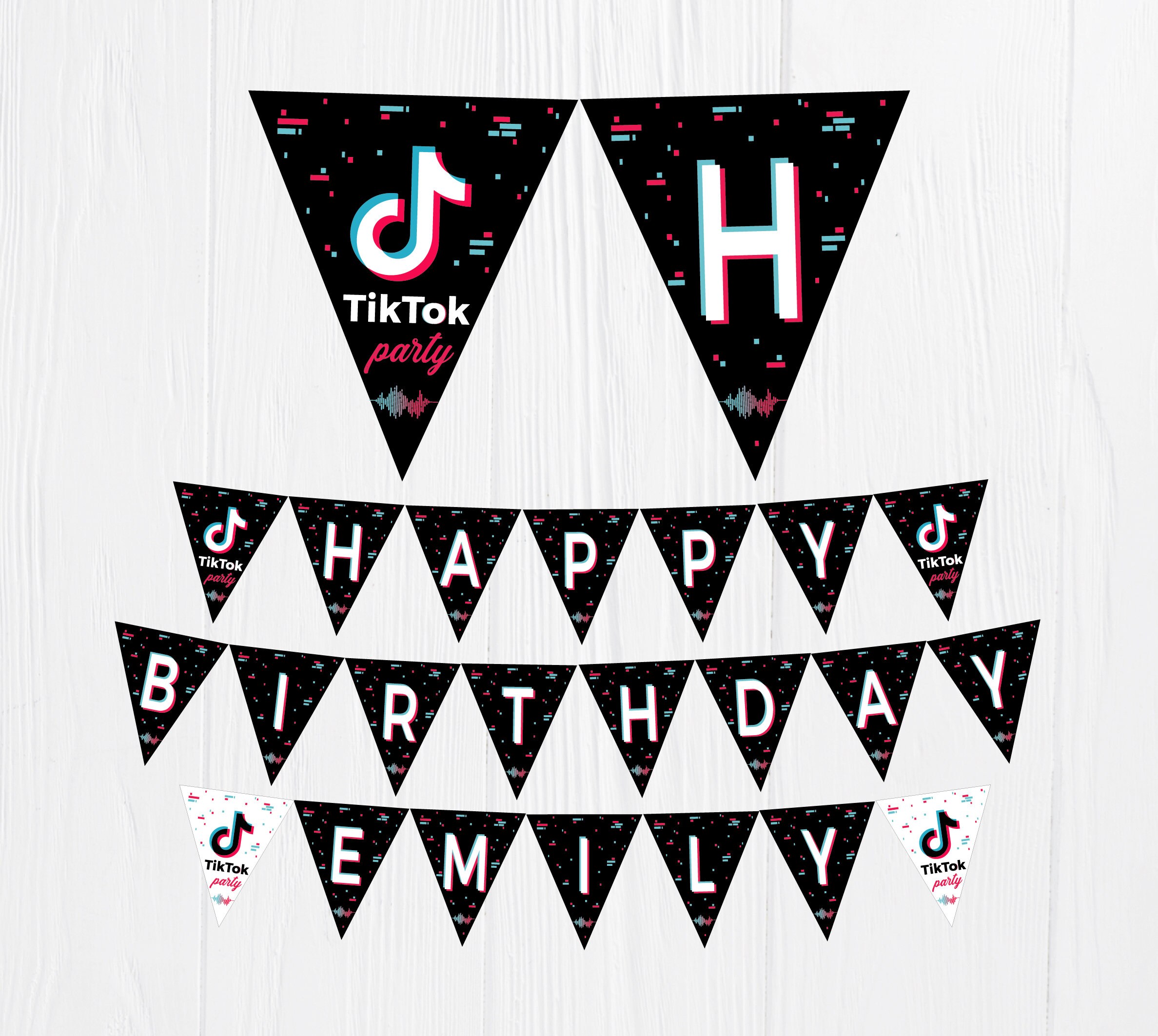 Tiktok Birthday Banner Party Tiktok Digital Printable | Etsy