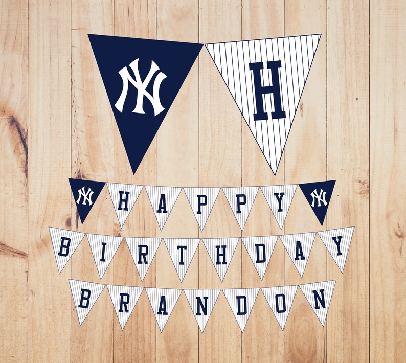 NY Yankees Birthday Banner Party New York Yankees Digital Etsy