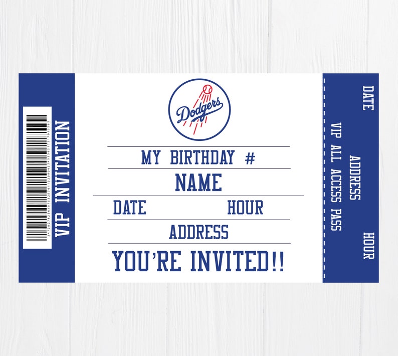 Dodgers Invitation Dodgers Digital Birthday Party Invitation | Etsy