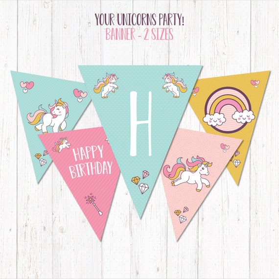 UNICORN Printable Satisfied Birthday Banner Social gathering - Banderin Cumpleaños Unicornio - picture about Printable Happy Birthday Banner known as UNICORN Printable Content Birthday Banner Bash - Banderin Cumpleaños Unicornio -