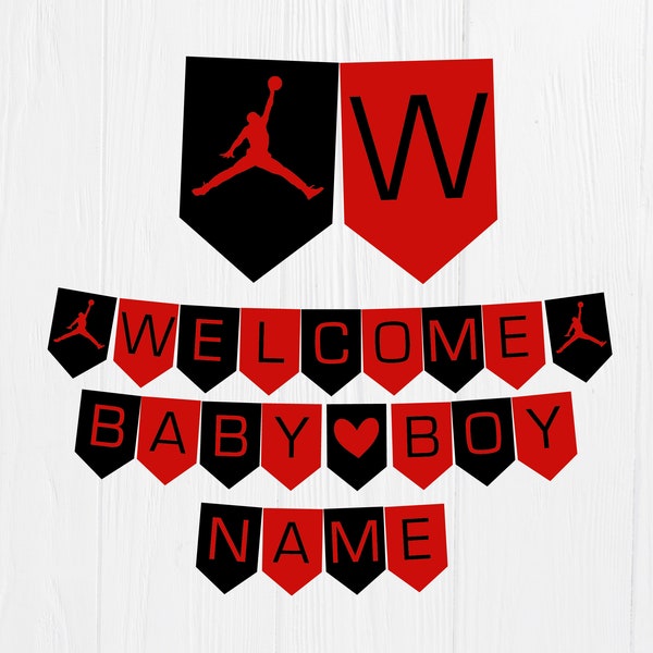 Basketball Baby Shower Banner - Printable Baby Banner - Basketball party - welcome baby boy banner