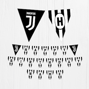 JUVENTUS Birthday Printable Banner Party - Banderín Juventus Feliz Cumpleaños - Buon Compleanno Juventus festa -