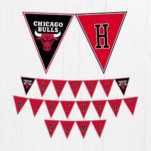 Basketball Bulls Birthday Banner Party  - Printable Digital Birthday banner