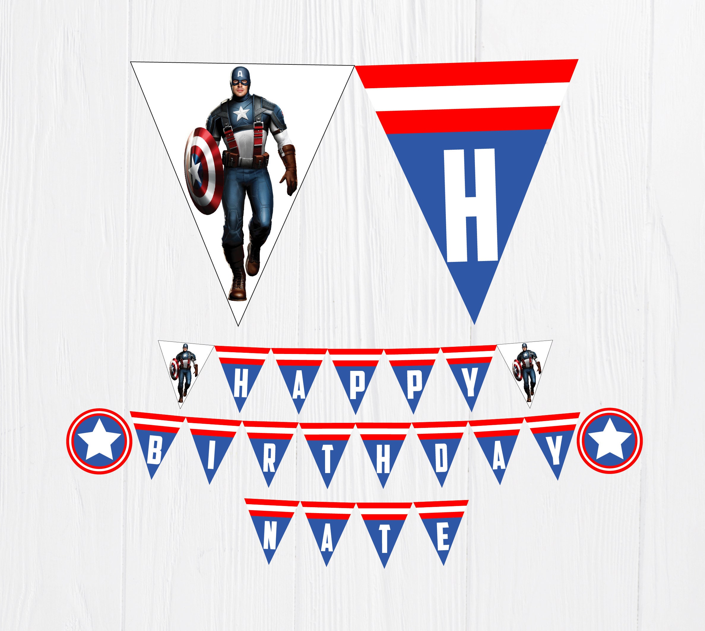Captain America Birthday Banner Captain America Printable | Etsy