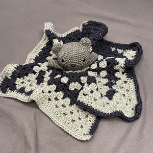 Navy & Gray Teddy Bear Lovey / Security Blanket / Stuffy / Plush