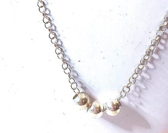 All sterling silver necklace with a chain and 8 mm beads