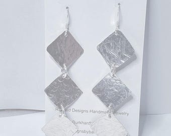 Sterling Silver textured geometric earrings