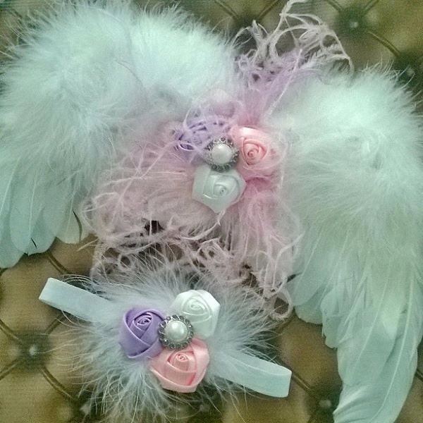 Baby Wing Set, Baby Angel Wings for Photography Prop for Baby or Toddler - Baby Wings - Headband Set - Headband Gift Set - Baby Gift Set