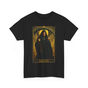 Maglietta comica La carta dei tarocchi della morte, maglietta unisex in cotone pesante