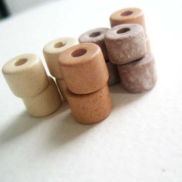 Light Neutral Mix Mykonos Greek Ceramic Beads short tubes 12 piece