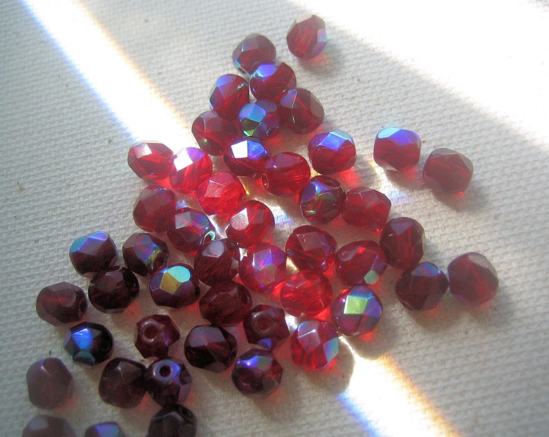 50 PCS Czech Cathedral Black AB Faceted Window Fire Polished Loose Glass Beads
