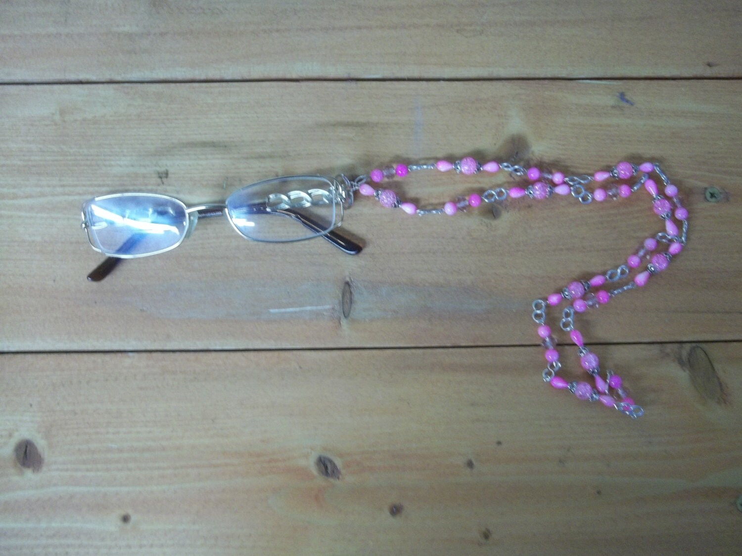 Pink beaded eyeglass chain necklace/badge holder Etsy