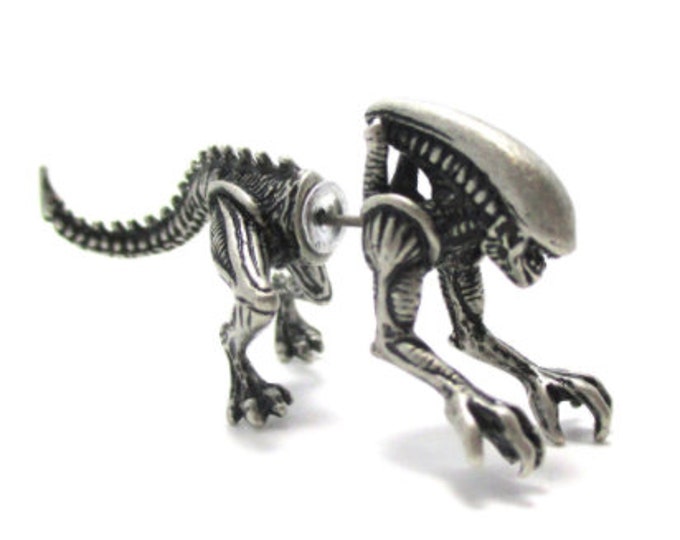 Alien- Xenomorph Silver Earrings