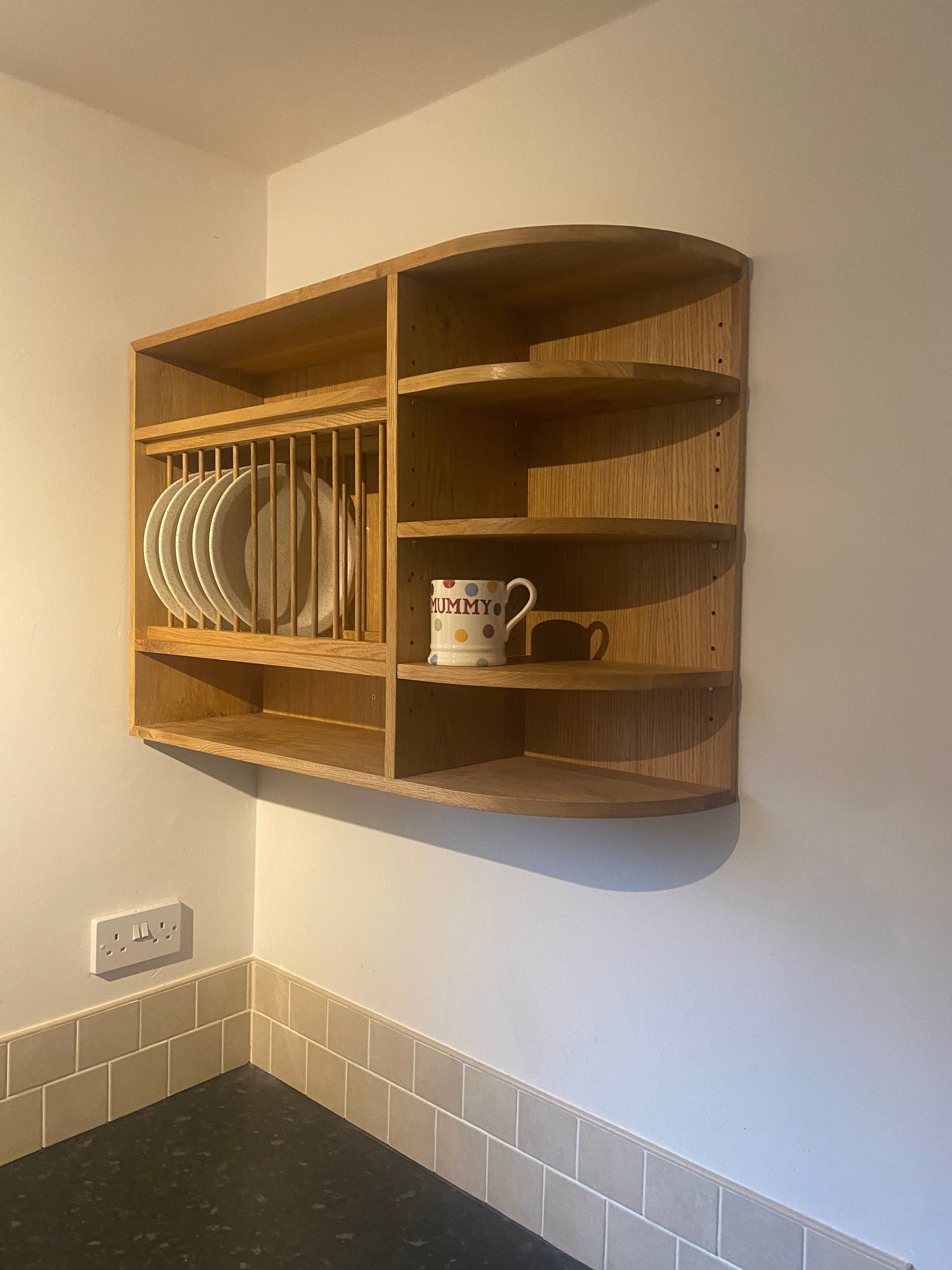 Oak plate racks sales