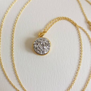 Silver druzy necklace, druzy necklace, dainty necklace, 14k gold filled, silver, druzy, gift, minimal, dainty, gold necklace, minimal