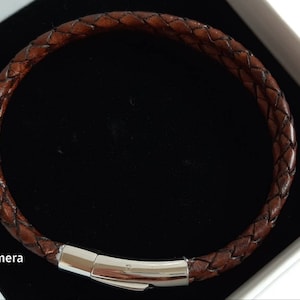 Leather bracelet, woven, braided, brown leather, mens bracelet, father, birthday, gift
