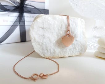 Rose gold Herz Halskette, rose gold Halskette, schwimmende Herz, Herz-Anhänger, Herz-Halskette, rose Gold, Liebe, Valentinstag, Geburtstag, Geschenk