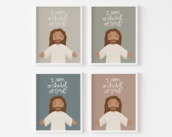Child of God Printable in Four Colors | Nursery Religious Print | Religious Wall Art | Christ Printable | LDS Primary