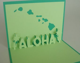 Aloha Card, Pop Up Card with Palm Tree and Hawaiian Island design