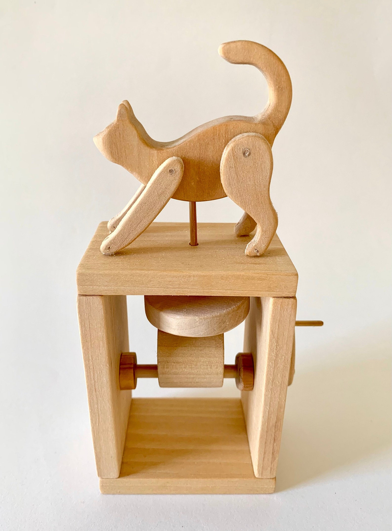 Automata Eamples Stretching Cat Automata, Wooden Hand Crank Motion - Etsy