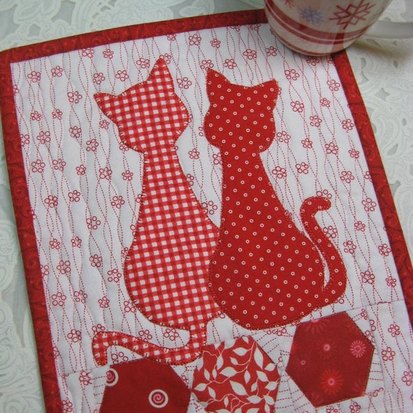 Calico  Cats Mug Rug Pattern