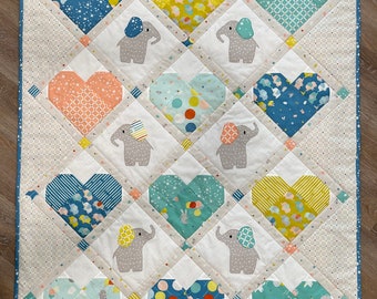 Elephants Baby, Child, or Lap Quilt Pattern PDF