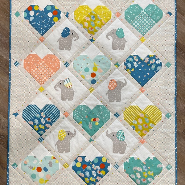 Elephants Baby, Child, or Lap Quilt Pattern PDF