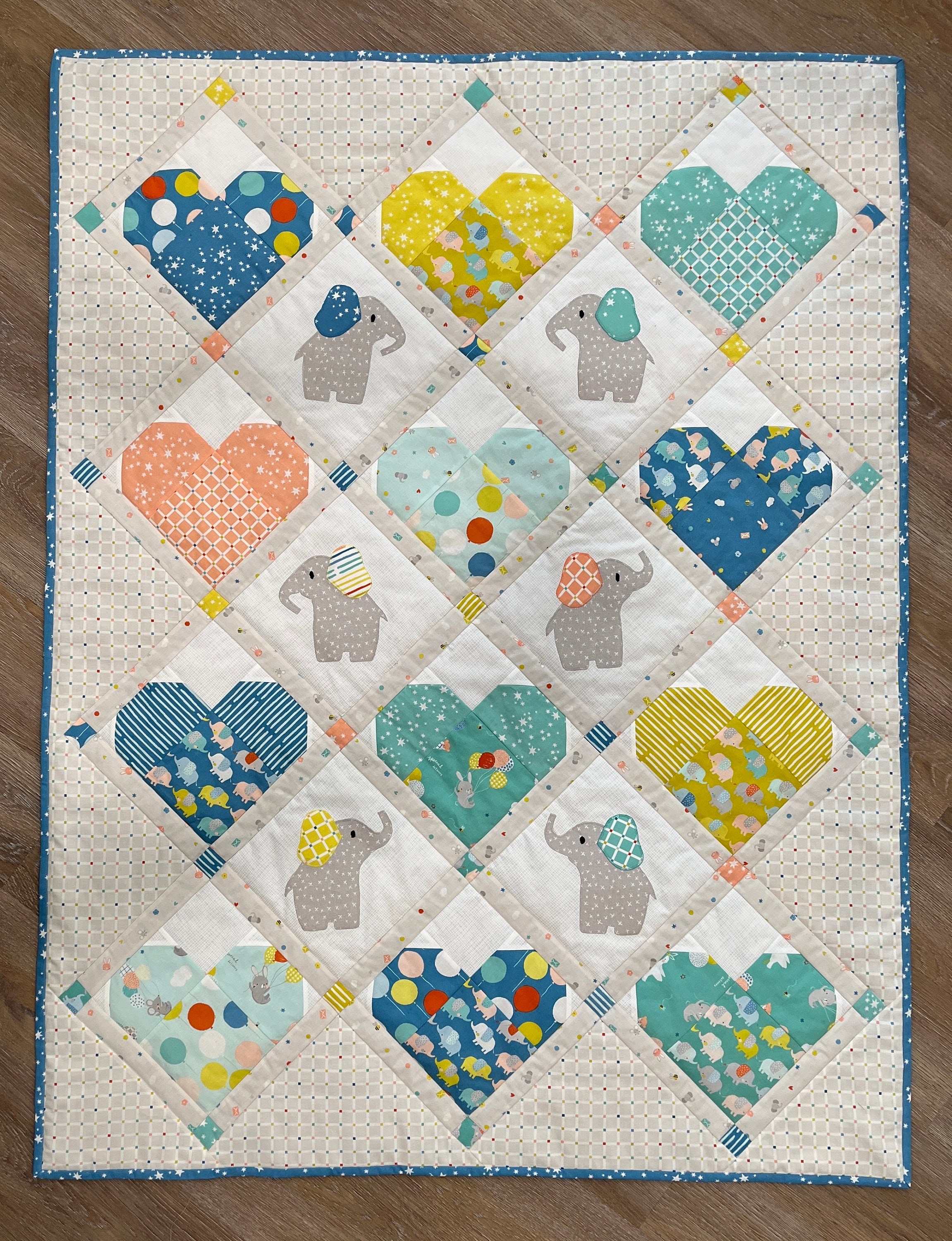 Delivered with Love Pieced Elephant Baby Quilt Kit-456 Eleph