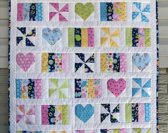 Hearts and Pinwheels Baby Quilt Pattern