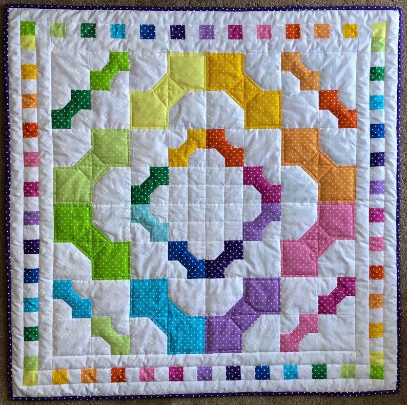 Rainbow Bows Baby Quilt and PillowPattern image 2