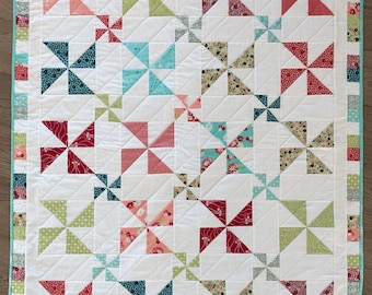 Pinwheels Big and Small Baby Quilt or Lap Quilt