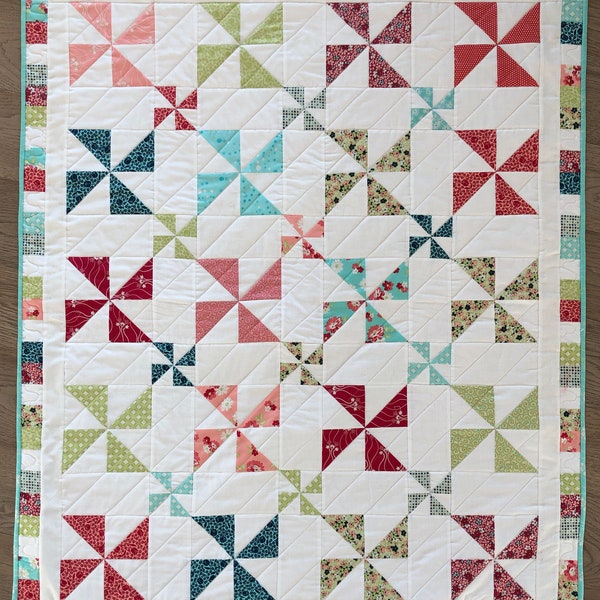 Pinwheels Big and Small Baby Quilt or Lap Quilt