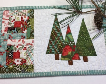 Three Pines Christmas Mug Rug Pattern PDF