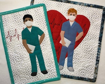 Steadfast. Male Nurse Mug Rug or Quilt Block Pattern