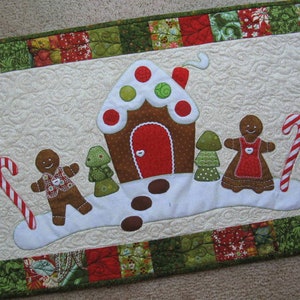 Gingerbread Christmas Quilt Table Runner Pattern PDF