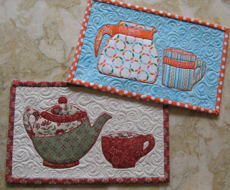 Coffee or Tea Mug Rug Pair Pattern image 1