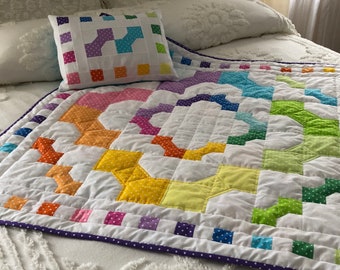 Rainbow Bows Baby Quilt and PillowPattern