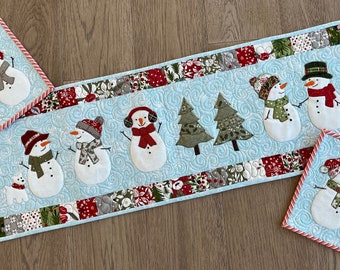 Snowmen Table Runner and Mug Rug Pattern