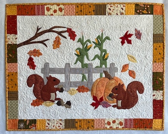 Autumn Squirrels Wall Hanging or Table Topper Pattern PDF