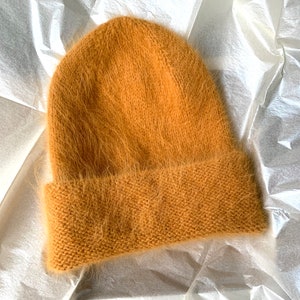 Winter knitted hat angora wool women beanie hat gray chunku wool women hat