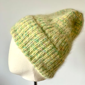 Winter knitted hat angora wool women beanie hat gray chunku wool women hat